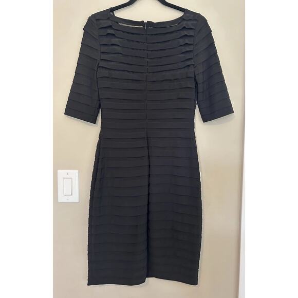 Adrianna Papell Womens Pleated Tiered Black Dress/ Size 6 - Picture 4 of 8